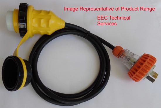 Shore Power Lead-16 Amp 25m 240V Au IP56 Plug to Marinco 16A Socket.